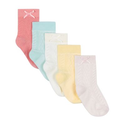 Pack of five baby girls' assorted cable knit socks